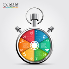 Vector stopwatch timeline infographic. - obrazy, fototapety, plakaty