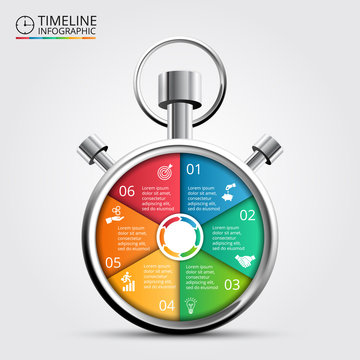 Vector Stopwatch Timeline Infographic.