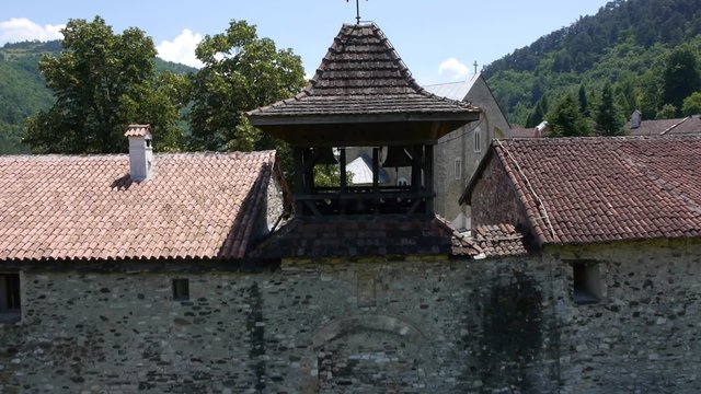 Slow flying over the orthodox monastery in Serbia.
