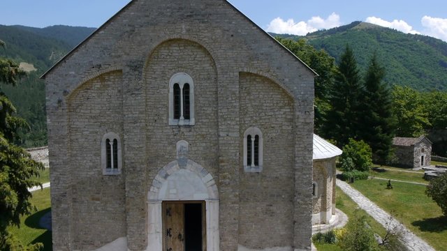 Slow flying over the orthodox monastery in Serbia.
