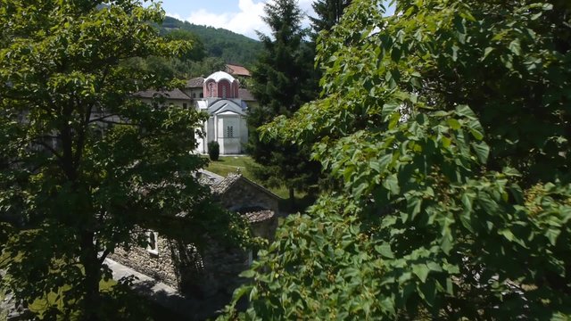 Slow flying over the orthodox monastery in Serbia.
