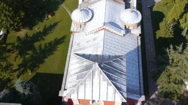 Slow flying over the orthodox monastery in Serbia.
