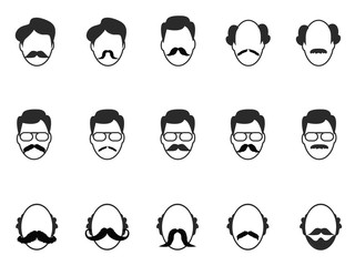 man with beard and mustache icons set