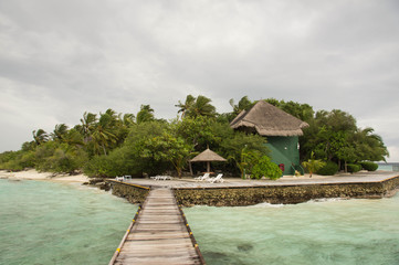 Tropical resort in the rainy season