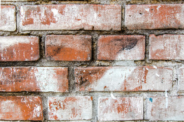 Mauer aus roten Ziegelsteinen