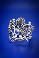 Silver blue sapphire wire wrap ring-2