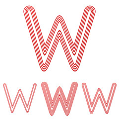 Red line w letter logo design set