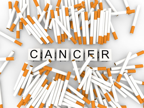 3d cigarettes with word Cancer