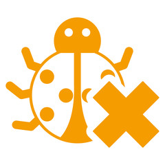 Icono aislado bicho error naranja