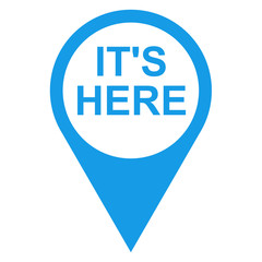 Icono texto IT'S HERE localizacion azul