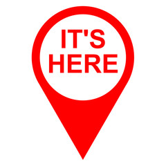 Icono texto IT'S HERE localizacion rojo
