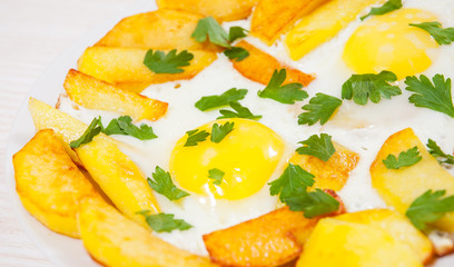 fried eggs with potato