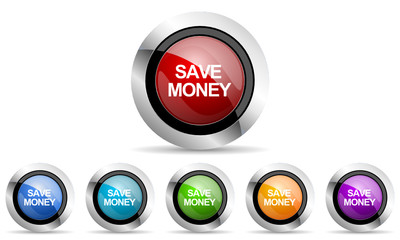 save money vector icons set