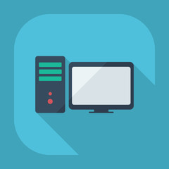Flat modern design with shadow PC system monitor