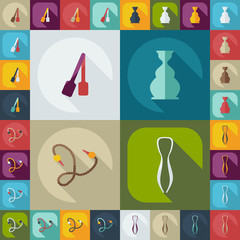 Flat concept, set modern design with shadow hookah