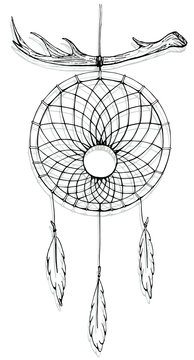 Indian dream catcher. American indians. Ethnic sketch style illustration