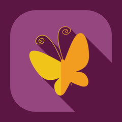 Flat modern design with shadow icons butterfly