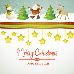 Christmas vector illustration with snowman