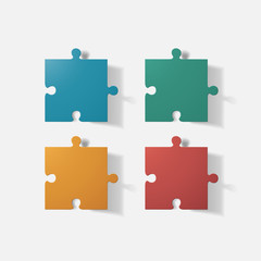Fototapeta premium Paper clipped sticker: puzzle