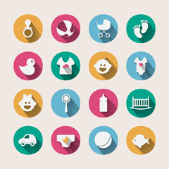 Paper clipped sticker: Baby set