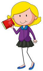 Girl holding English alphabet book