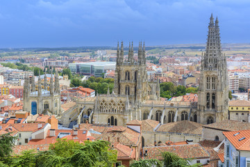 Fototapeta na wymiar View on Burgos Cathedral from castle hill (Spain)