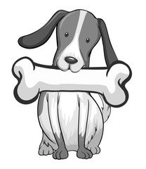 Dog with piece of bone