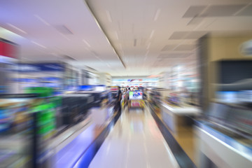 Fototapeta na wymiar supermarket motion blur for background