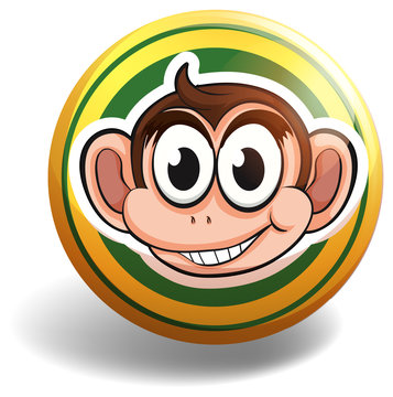 Monkey on round badge