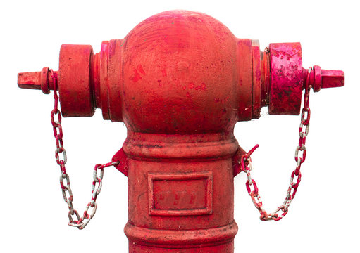 Old Red Fire Hydrant Isolated On White