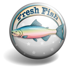 Circular badge of fresh fish