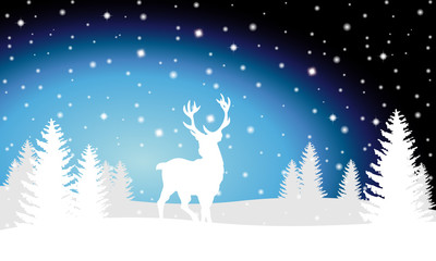 Weihnachtliche Landschaft mit Rentier - Vektor