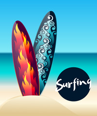 Surfboards on a beach
