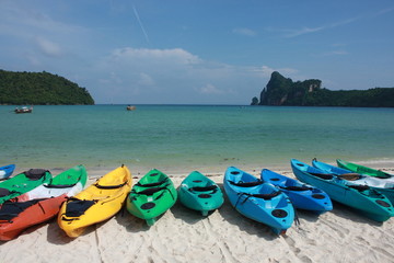 kayaks on the beach