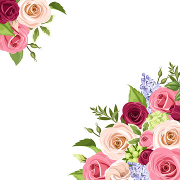 Background with colorful roses. Vector illustration.