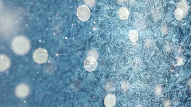 frozen window glass and snowfall loopable 4k (4096x2304)
