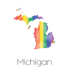 LGBT Scribbled shape of the State of Michigan
