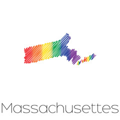 LGBT Scribbled shape of the State of Massachusettes