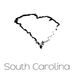 Scribbled shape of the State of South Carolina