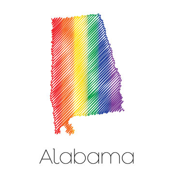 LGBT Scribbled shape of the State of Alabama