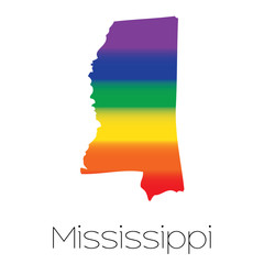 Obraz premium LGBT Flag inside the State of Mississippi