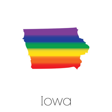 LGBT Flag inside the State of Iowa