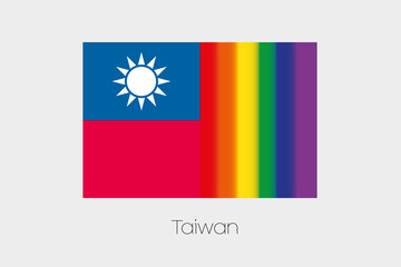 LGBT Flag Illustration with the flag of Taiwan