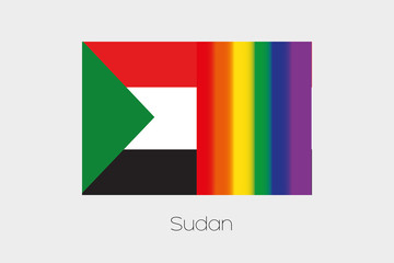 LGBT Flag Illustration with the flag of Sudan