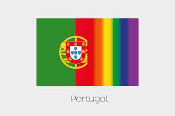 LGBT Flag Illustration with the flag of Portugal