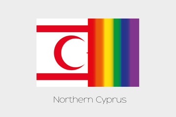 LGBT Flag Illustration with the flag of Northern Cyprus