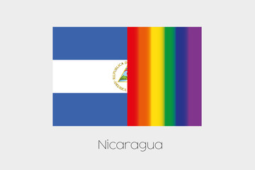 LGBT Flag Illustration with the flag of Nicaragua