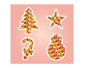 Christmas Object, Modern Style, Celebrate, Holidays, Greeting Card, Triangle and Trapezoid Pattern, Colorful Vector