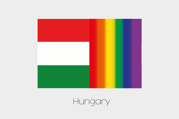 LGBT Flag Illustration with the flag of Hungary