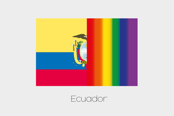 LGBT Flag Illustration with the flag of Ecuador